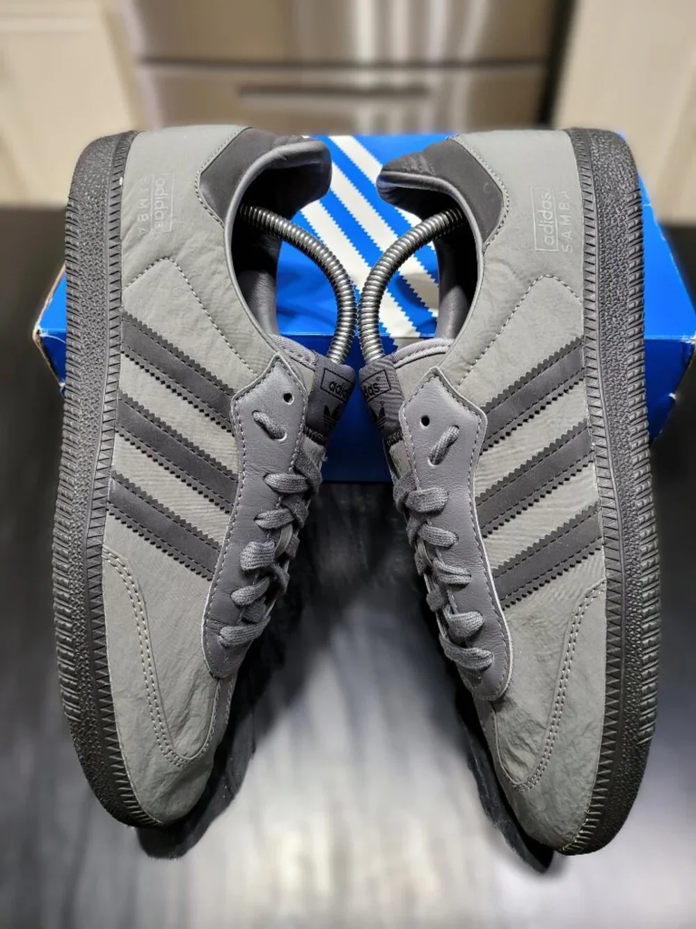 ADIDAS Samba OG Originals Grey Nylon Reflective Gum Sole Men's Size 9.5 (#3124)